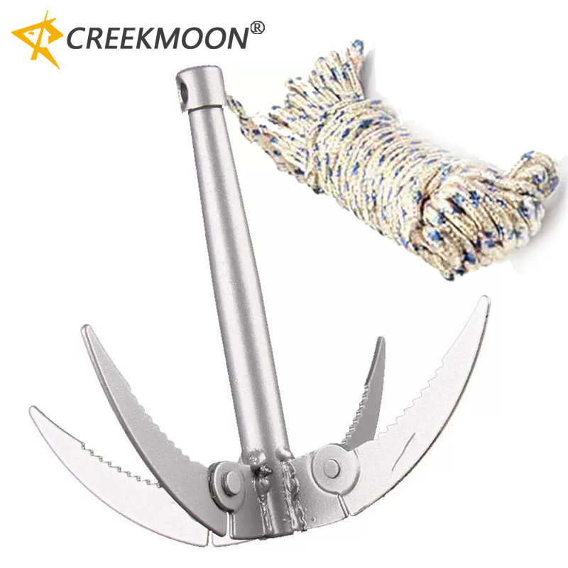 Fishing Boat Anchor - เครื่องมือกำจัดวัชพืชแบบพับได้ 4 ขา พร้อมใบมีดคมสำหรับตัดพืชน้ำ อุปกรณ์ตกปลา